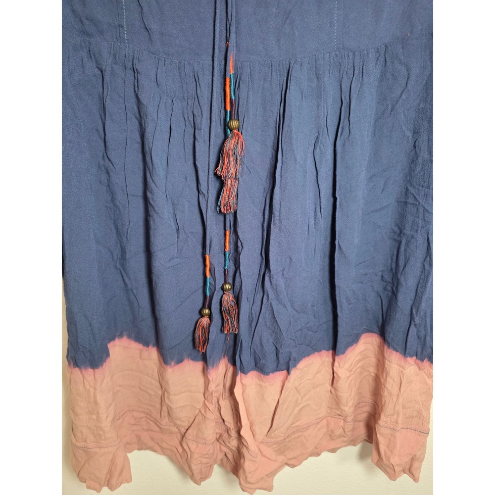 Holding Horses Blue Tie Dye Tassel Dress Women's Size 6 Boho Peasant‎ - Picture 2 of 6
